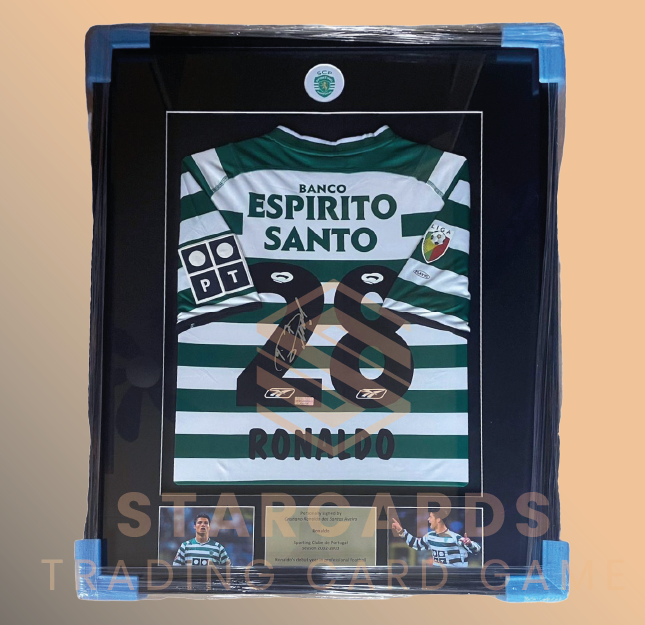 Cristiano Ronaldo Gesigneerd en Ingelijst Sporting Club Lissabon 2002-2003 Shirt met Echtheidscertificaat