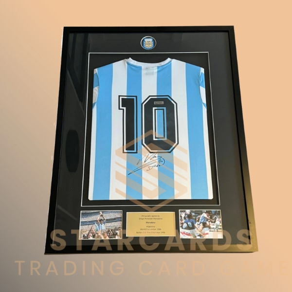 Diego Maradona Gesigneerd en ingelijst Argentinië 1986 Shirt met echtheid Certificaat